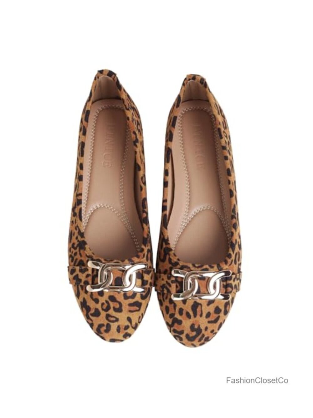 Women's Faux Suede Leopard Print Ballet Flats Comfortable Slip On Work Shoes